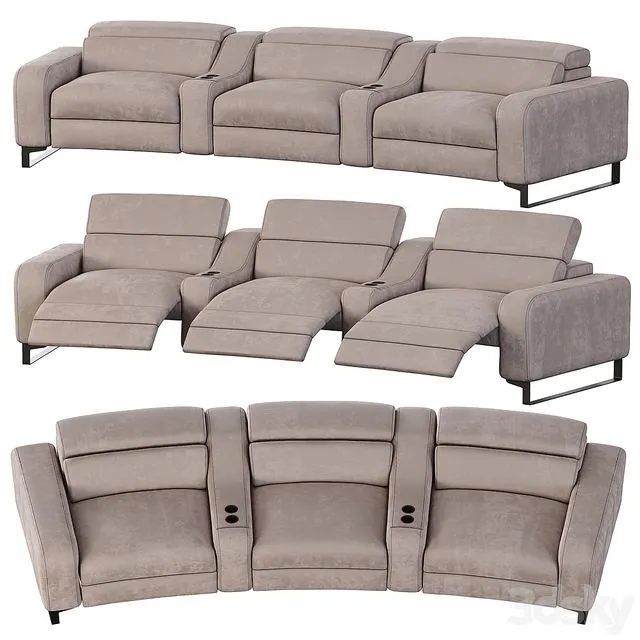 Curved cinema chair Lory Theater by Braccisofas 3D Model