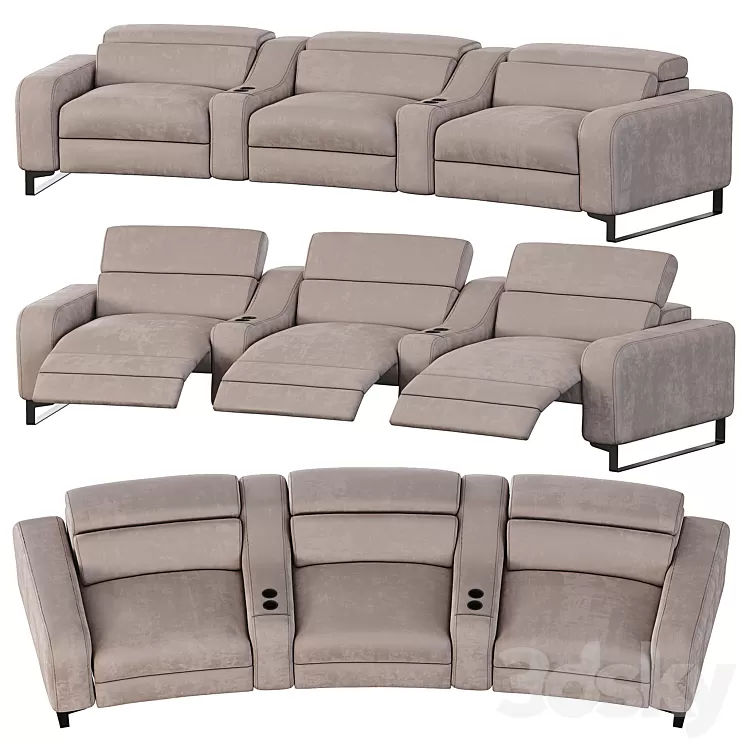 Curved cinema chair Lory Theater by Braccisofas 3D Model Free