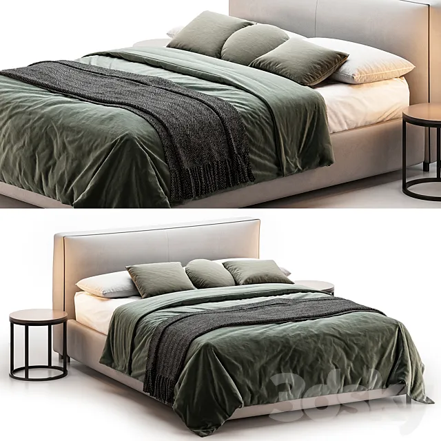 Curved Modern Bed by West Elm 3D Model