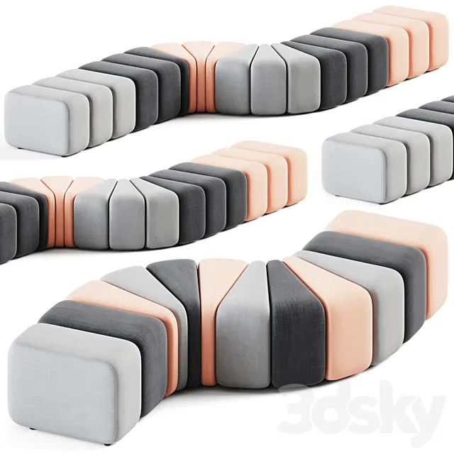 Curved Modul Pouffe by Bla Station Free Download