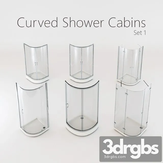 Curved Shower Cabins Set 1 3D Model Free