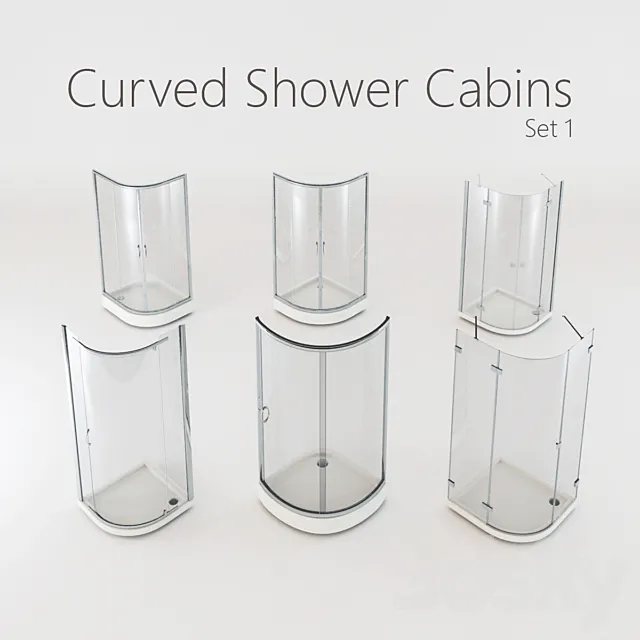 Curved Shower Cabins Set 1 3DModel