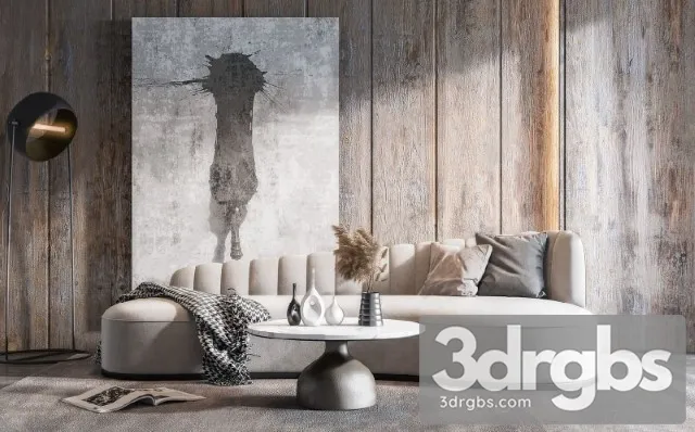 Curved Sofa Fabric 3D Model Free