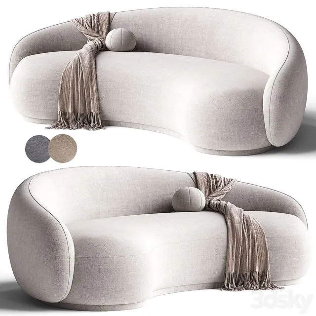 Curved Sofa with plaid 3D Model