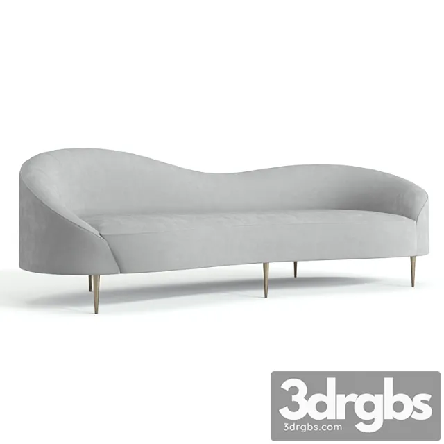 Curvo Light Grey Velvet Sofa 3D Model Free