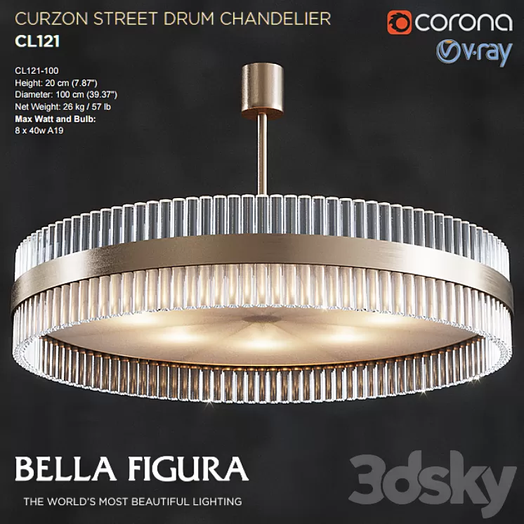 CURZON STREET DRUM CHANDELIER CL121-100 3D Model