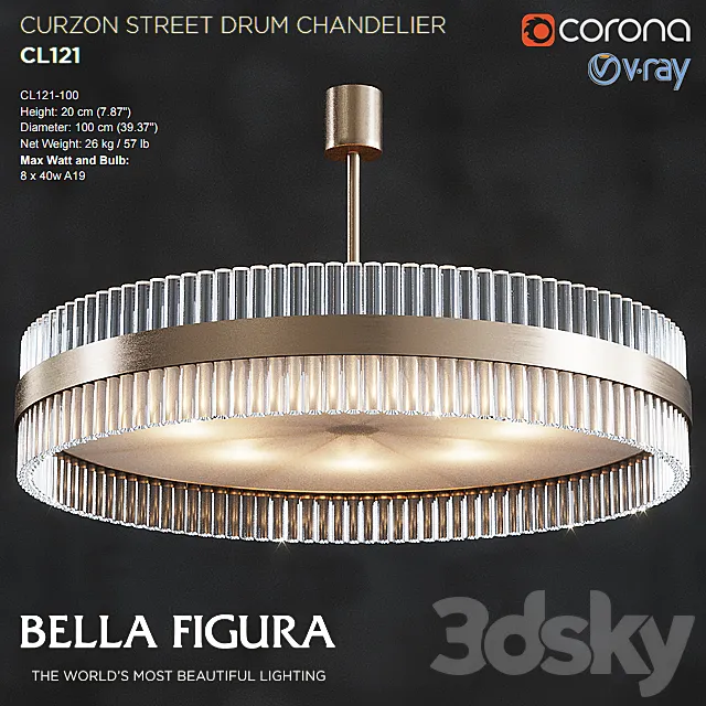 CURZON STREET DRUM CHANDELIER CL121-100 3DModel