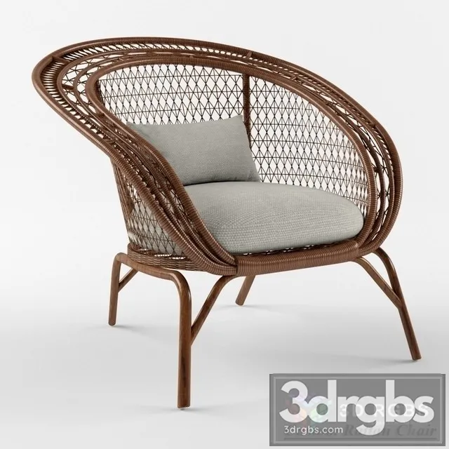 Custom Rattan Armchair 3D Model Free
