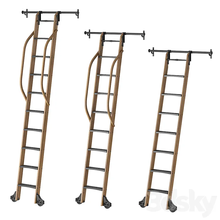 Custom Service Hardware Sliding Hook Library Ladder 3D Model Free
