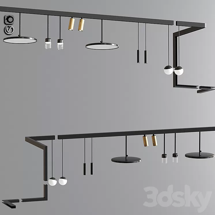 Custom Suspensions Modules Ceiling Track Light 03 3D Model