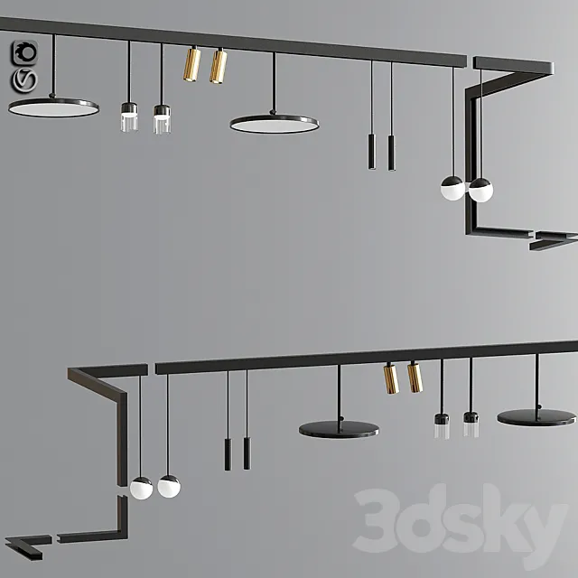 Custom Suspensions Modules Ceiling Track Light 03 3DModel