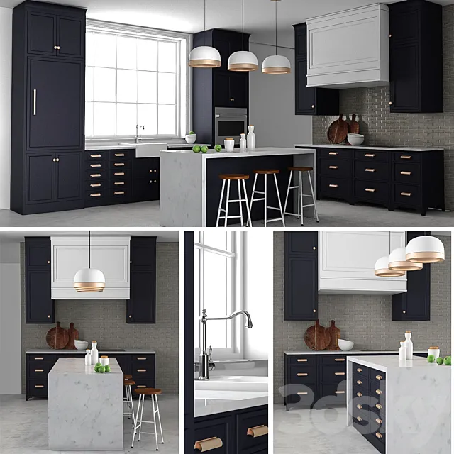 Customized navy kitchen 3DModel