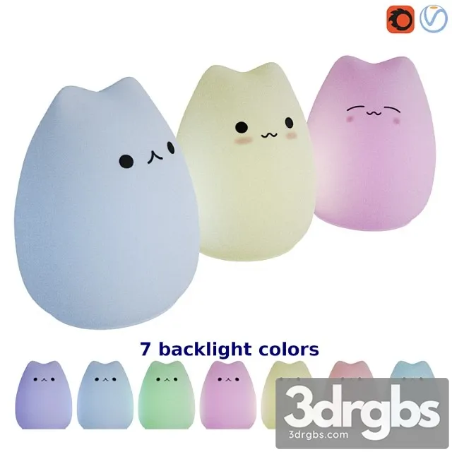 Cute cat led night lamp 3D Model Free