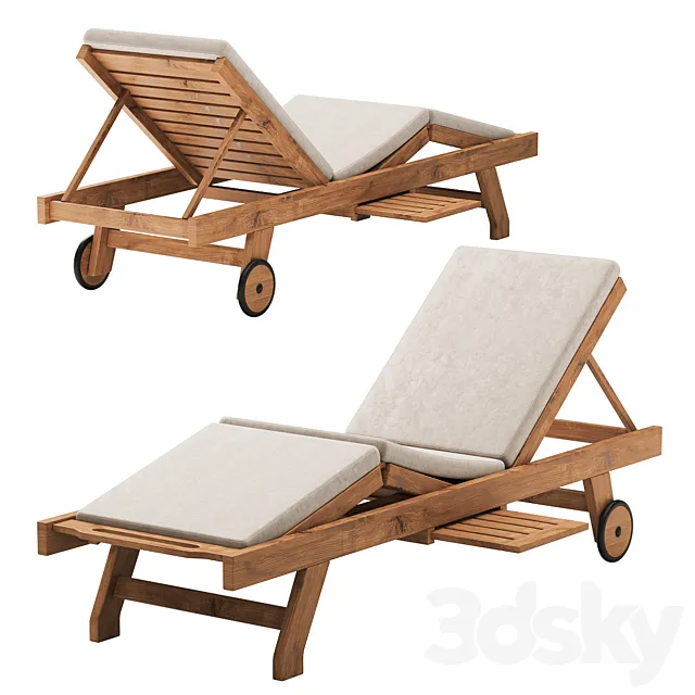 Cyan Teak Furniture - Luxury Sun Lounger with cushion 3D Model