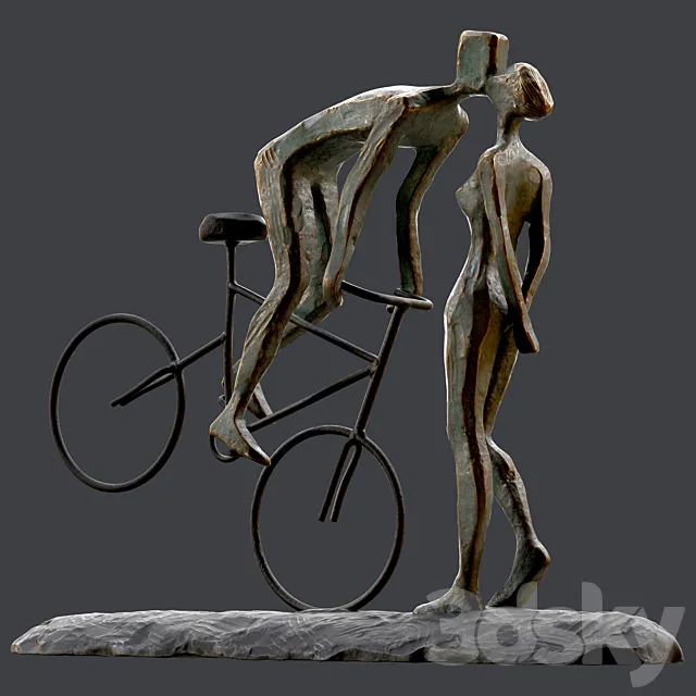 Cyclist In Love Handmade Statue Home Decor Art 3DModel