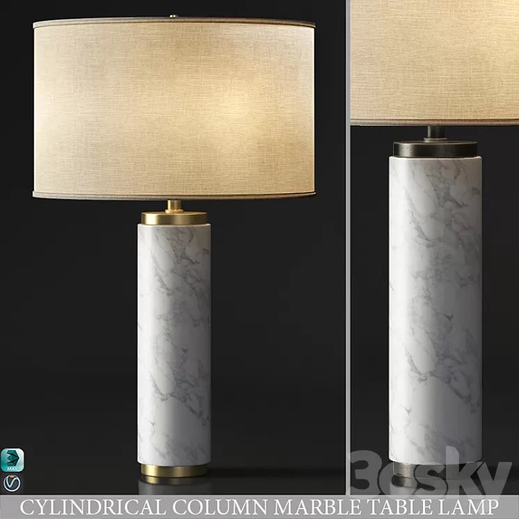 CYLINDRICAL COLUMN MARBLE TABLE LAMP 3D Model