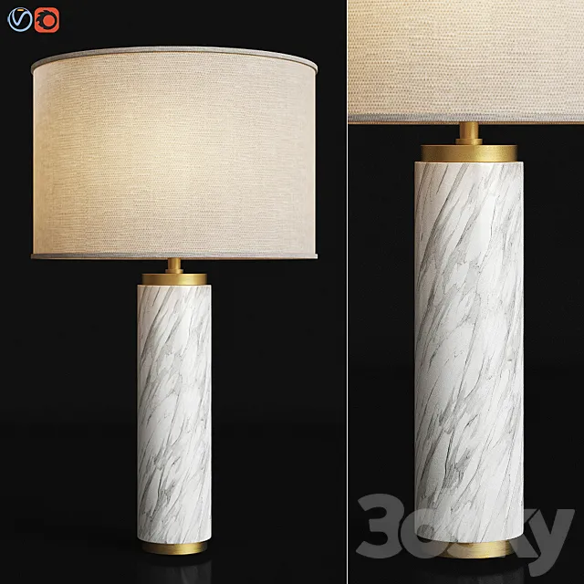 Cylindrical Column Marble Table Lamp 3DModel