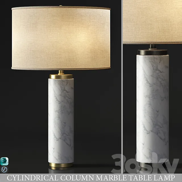 CYLINDRICAL COLUMN MARBLE TABLE LAMP 3DModel