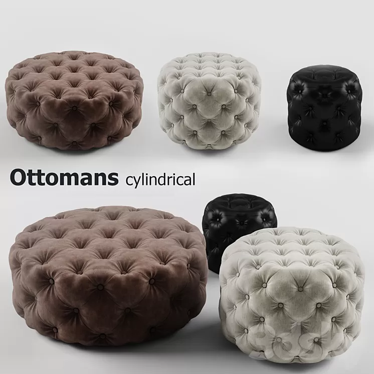 Cylindrical ottoman set - Ottomans cylindrical set 3D Model