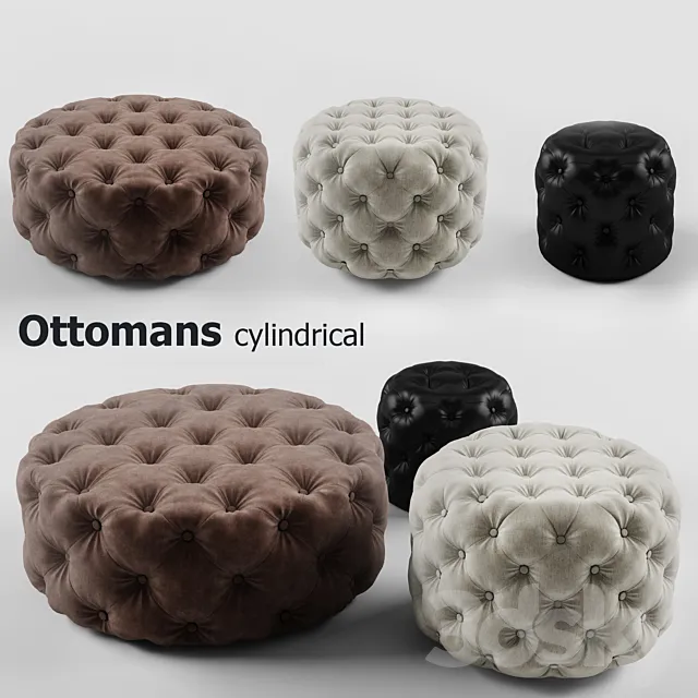 Cylindrical ottoman set - Ottomans cylindrical set 3DModel