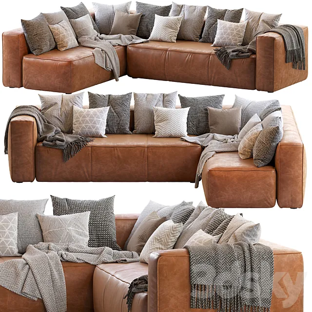 Мello Taos Brown Right Arm Corner Sectional 3D Model