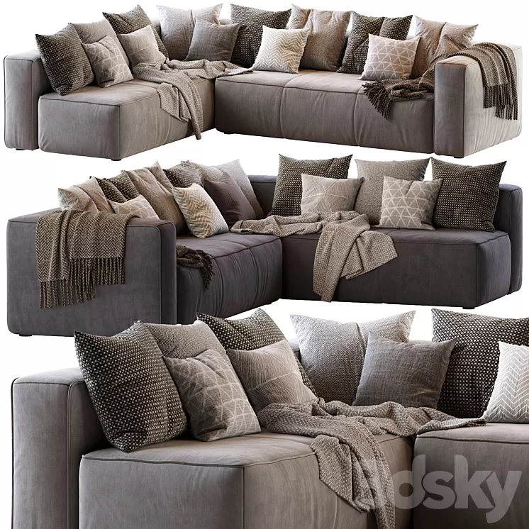 Мello Taos Brown Right Arm Corner Sectional 3D Model Free