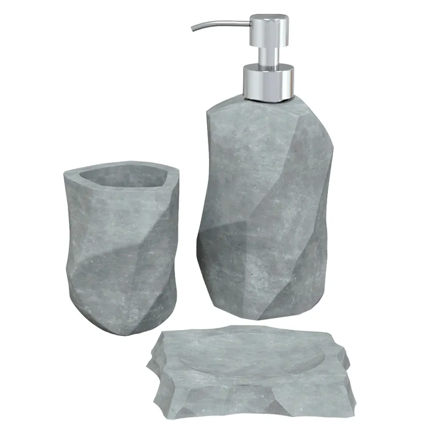 Петро Бетон - Concrete bathroom accessories set 3D Model