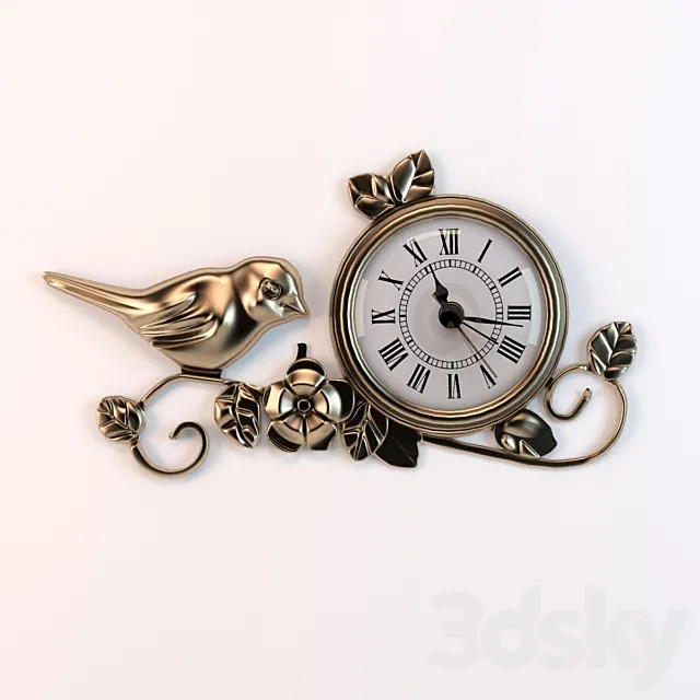 Птичка на часах 3D Model