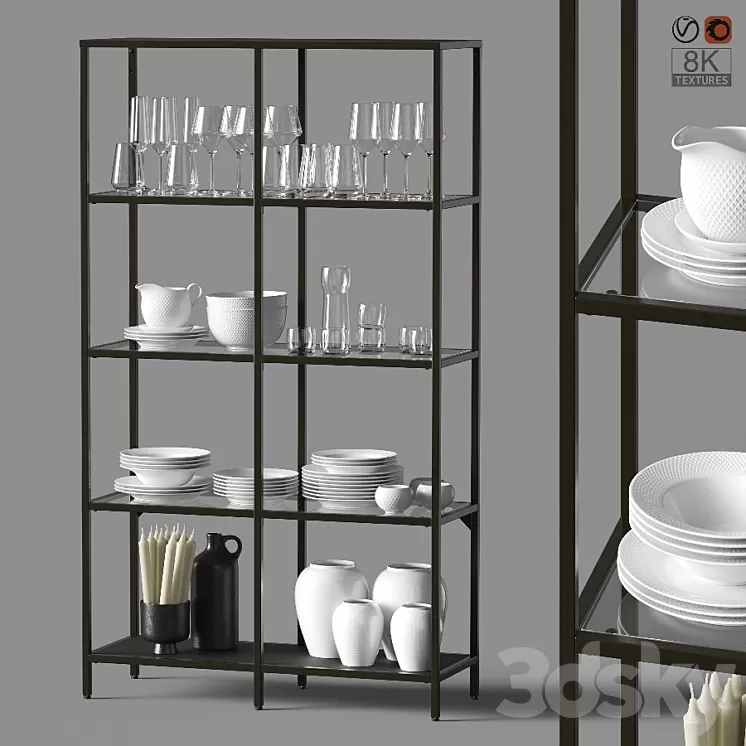 Сupboard with dishes 3D Model