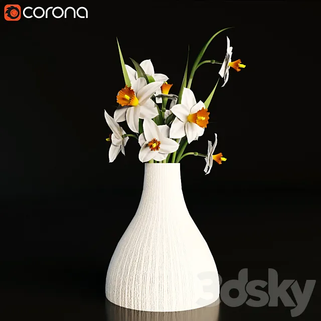 Daffodils in a vase 3DModel