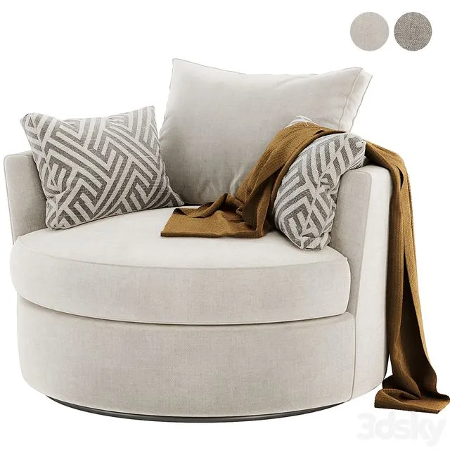 Dahlonega Swivel Barrel Chair 3D Model