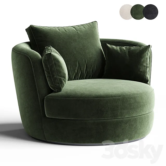Dahlonega Upholstered Swivel Barrel Chair 3D Model