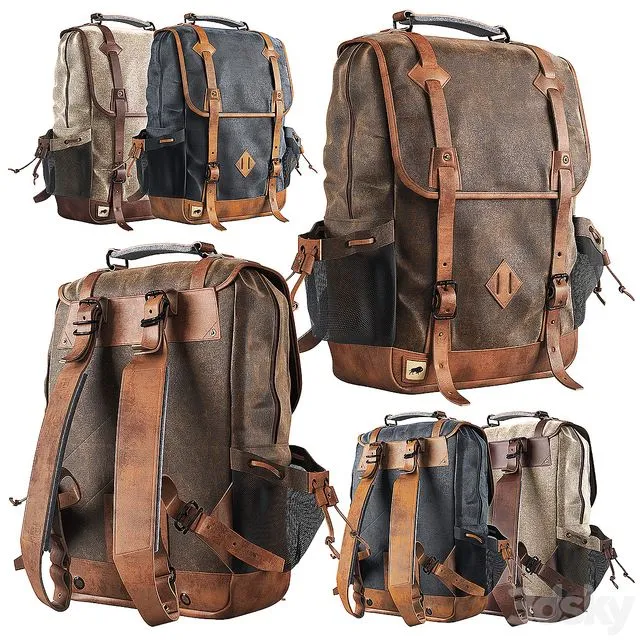 DAKOTA WAXED CANVAS COMMUTER BACKPACK 3D Model