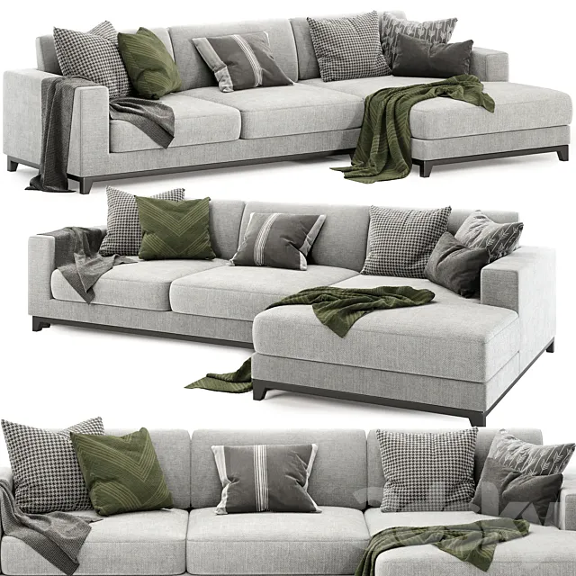 Dallas left 3 seater chaise 3D Model