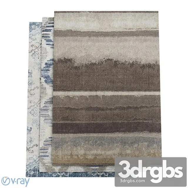 Dalyn antigua blue linen and mocha rugs 3D Model Free