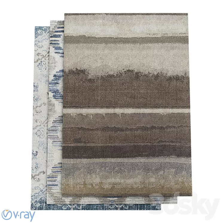 Dalyn Antigua Blue Linen and Mocha Rugs 3D Model