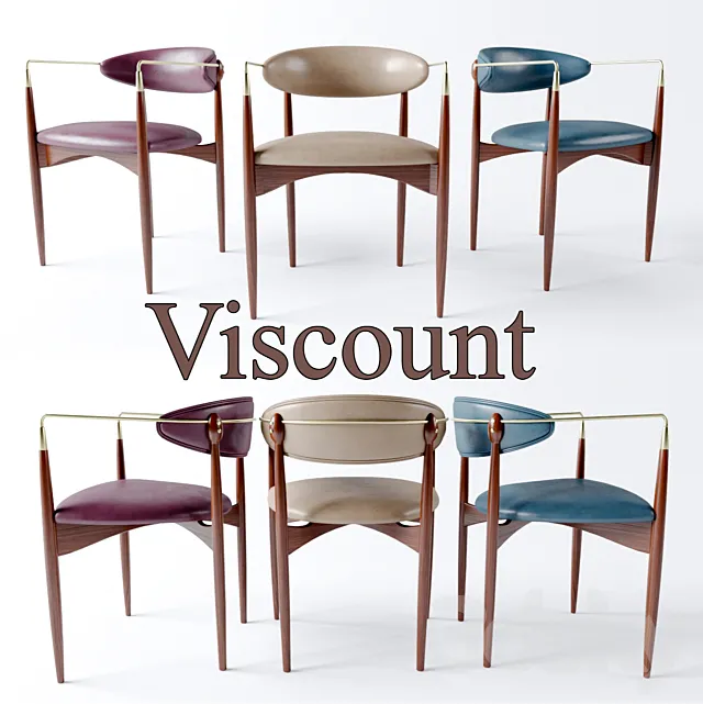 Dan Johnson "Viscount" Brass Accent and Leather Armchair 3D Model