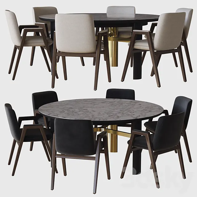 dan table and lance chair minotti 3DModel