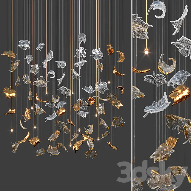 Dancing leaves chandelier 3 3DModel