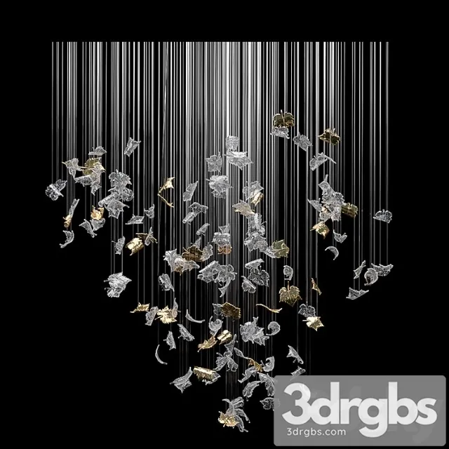 Dancing leaves chandelier 3D Model Free