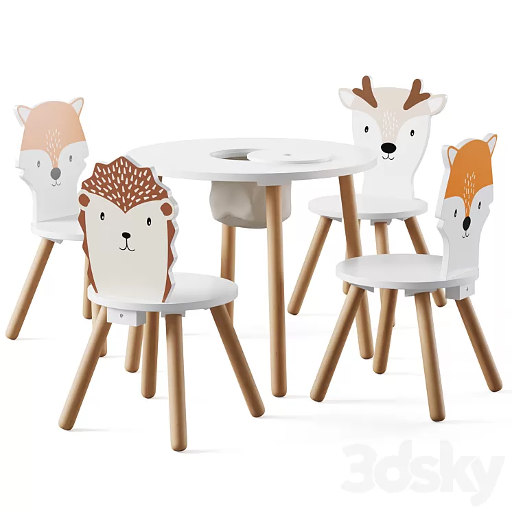 Dandelion Toddler Table & Animal Toddler Chair by Great little 3D Model Free