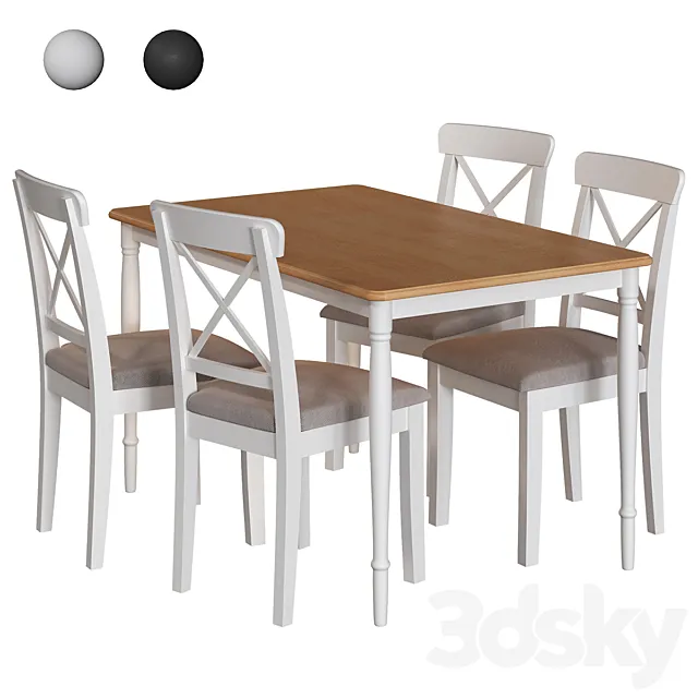 DANDERYD _ INGOLF Ikea table and chair 3D Model