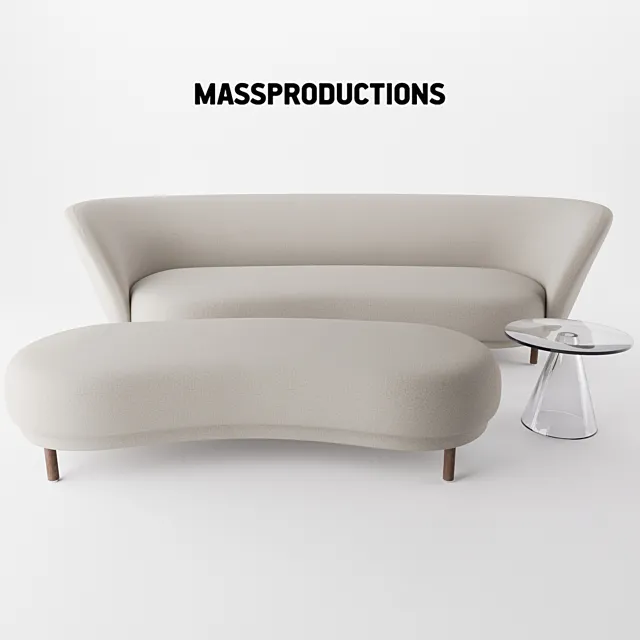 Dandy Sofa _ Ottoman by Massproductions 3D Model