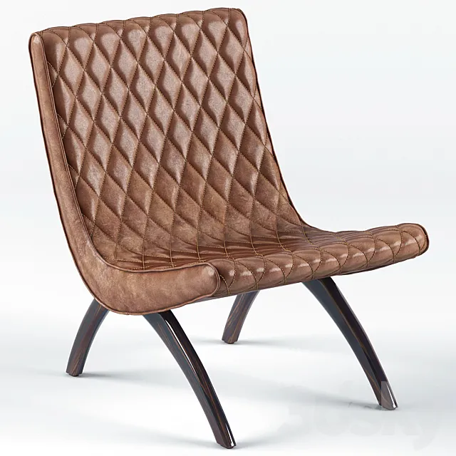 Danforth Mid Century Modern Chestnut Quilted Leather Chair 3D Model