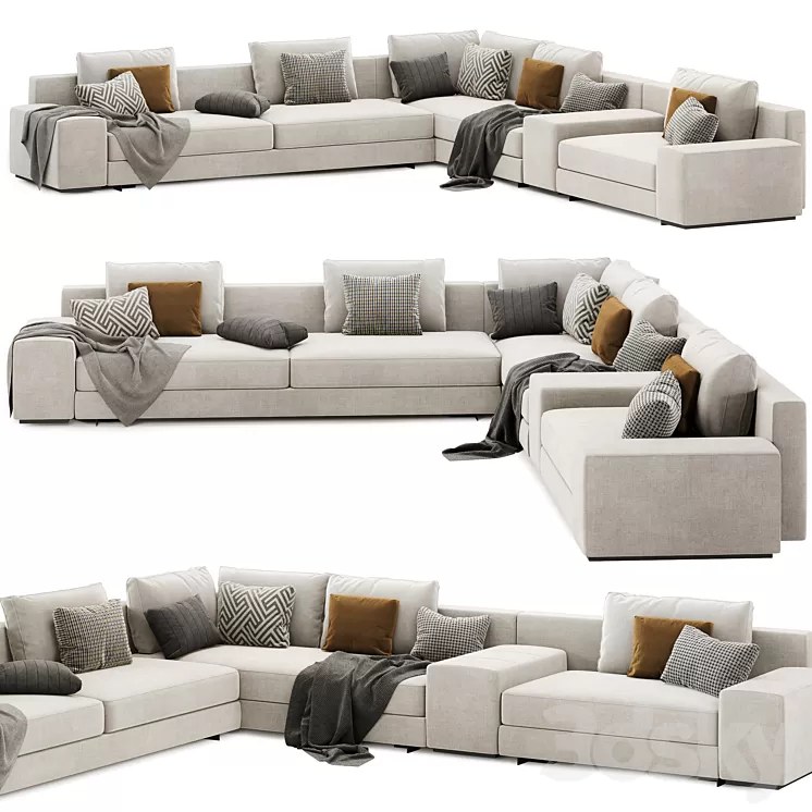 Daniels modular sofa set 02 by Minotti italia 3D Model Free