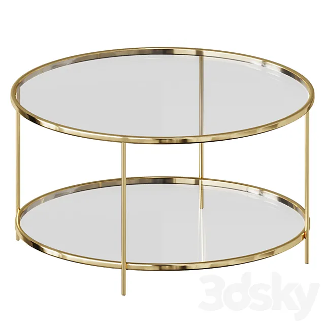 Danilo Coffee table coffee table Side table in gold metal and glass 3D Model
