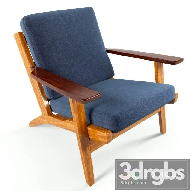 Danish Beech Wood Armchair 3D Model Free