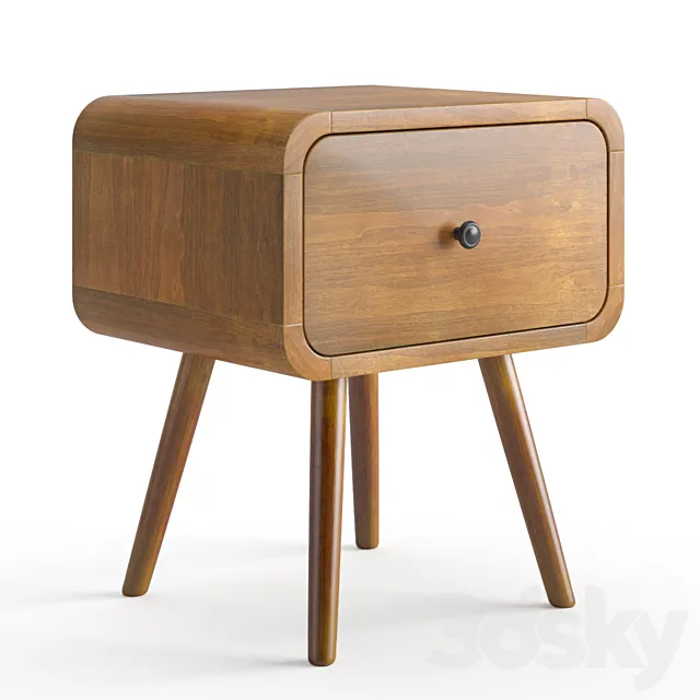 Danish teak bedside table 3D Model