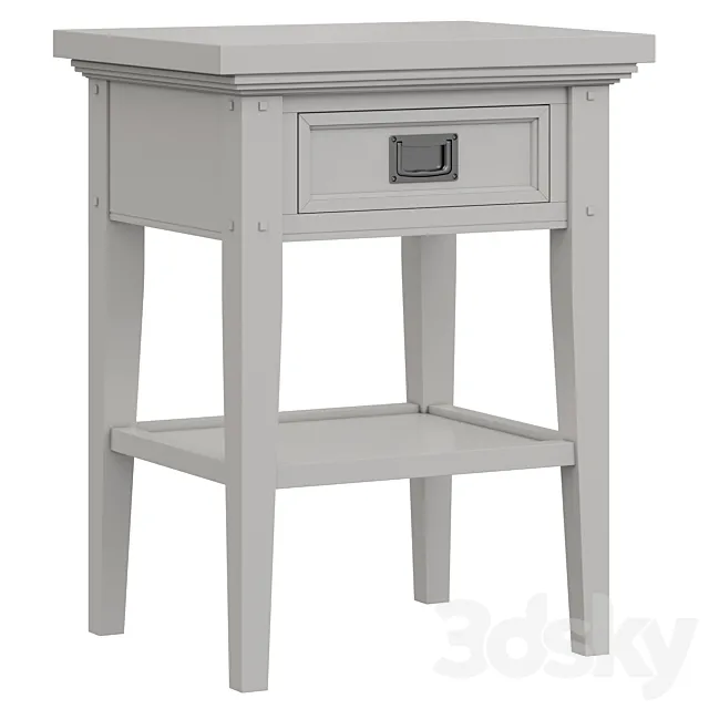 Dantone Home Bedside table Oxford with 1 drawer white 3D Model