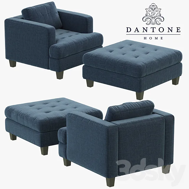 Dantone Home Fleetwood armchair and pouf 3D Model